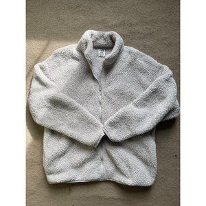 PINK Victoria’s Secret Fuzzy Teddy Fur Jacket Coat with pockets full zipper Larg